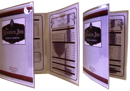 All clear vinyl menu covers are not expensive.