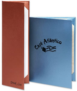 Bistro casebound imprintable menu covers from the Menucoverman.