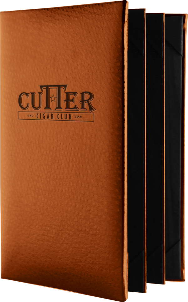Gold and country club clubhouse restaurant menu covers.  Chesterfield from Menucoverman.com is your best choice.