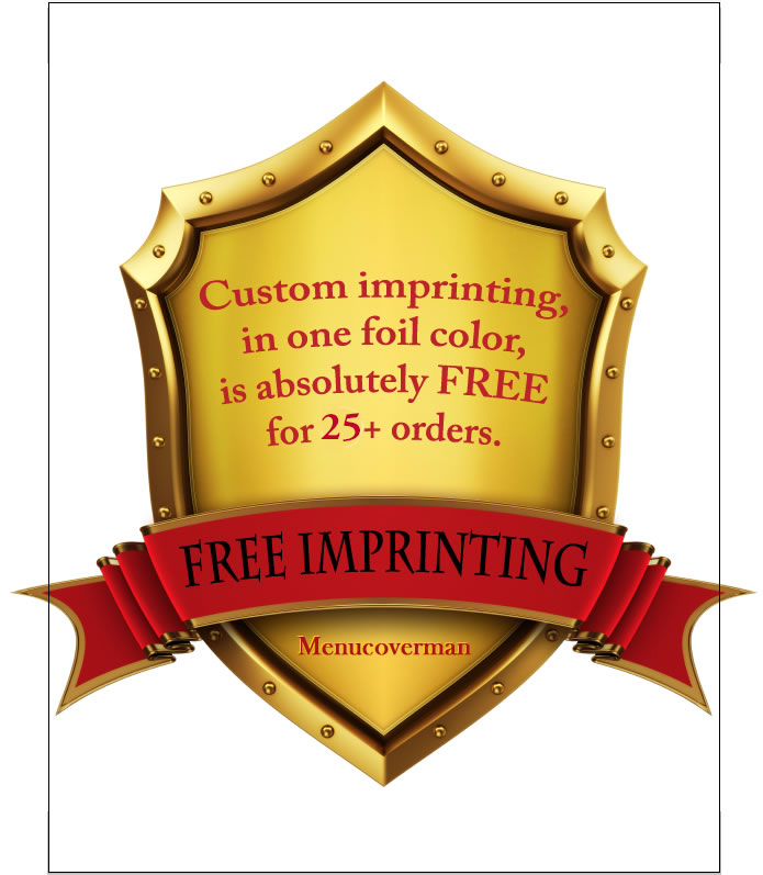 free imprinting for menu covers