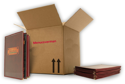 Boxes of new menu covers.