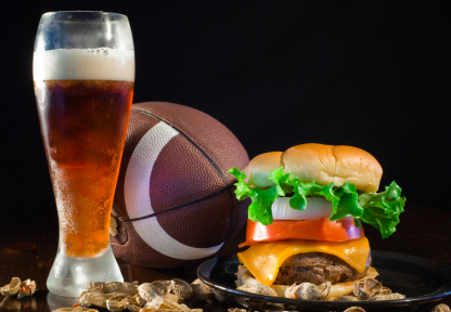 Pigskin, burger and brew complement the sports series placemats from Menucoverman.com