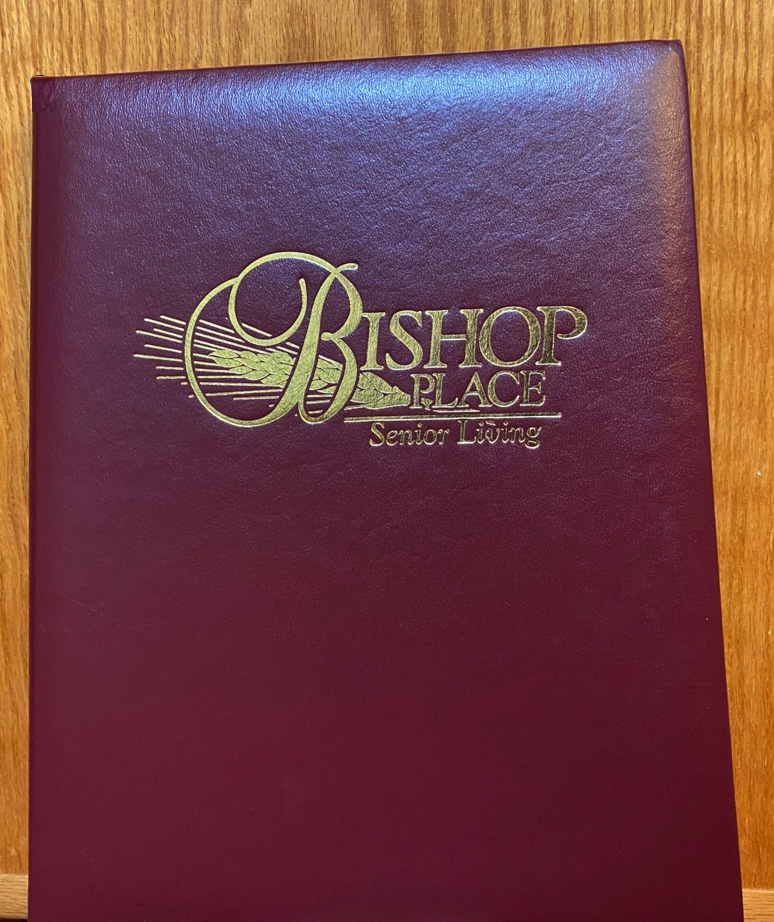 Tamarac Menu Covers • Bishop Place Senior Living Beautiful Example of Expert Workmanship