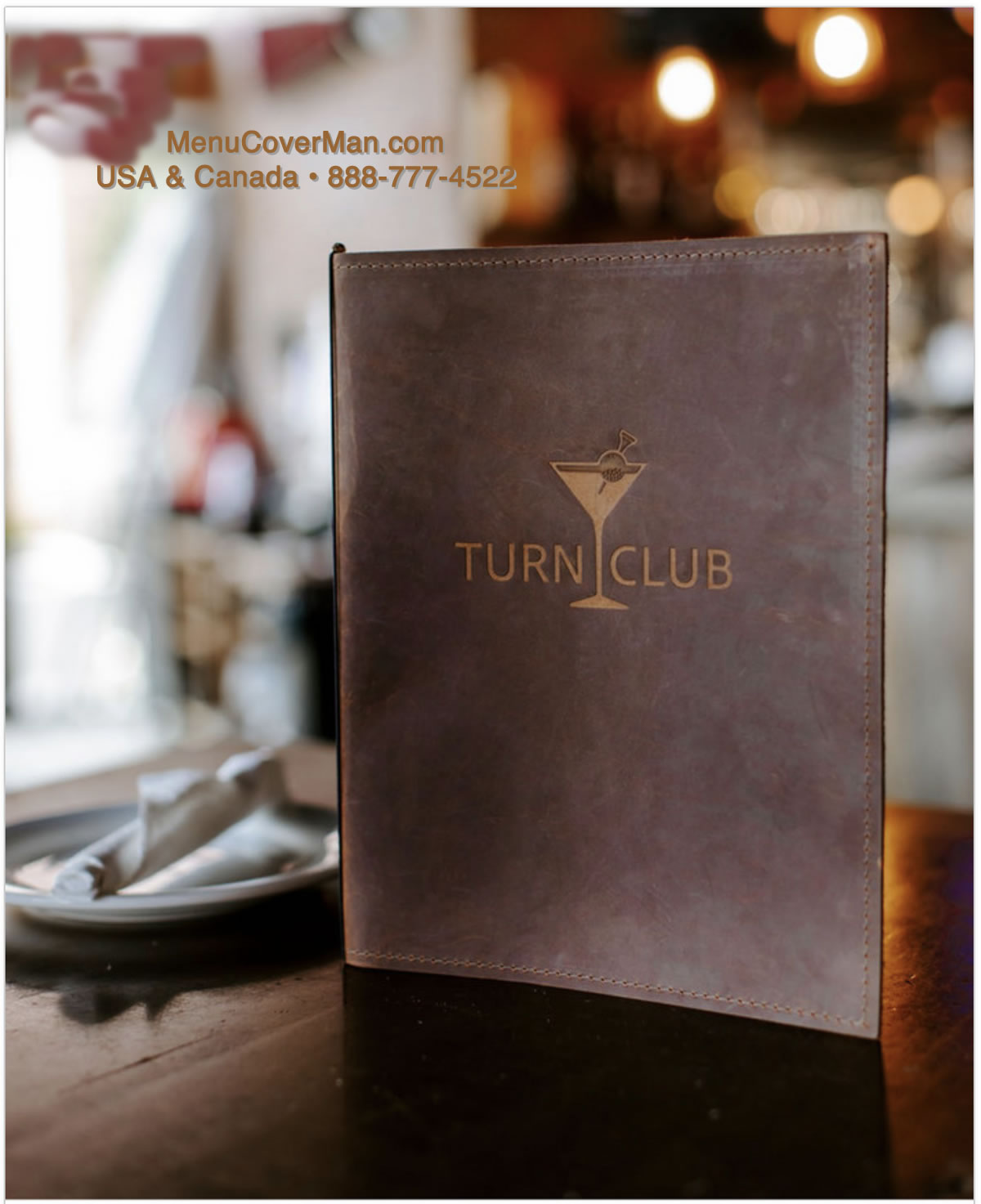 Genuine leather highly-textured authentic appeal menu covers.