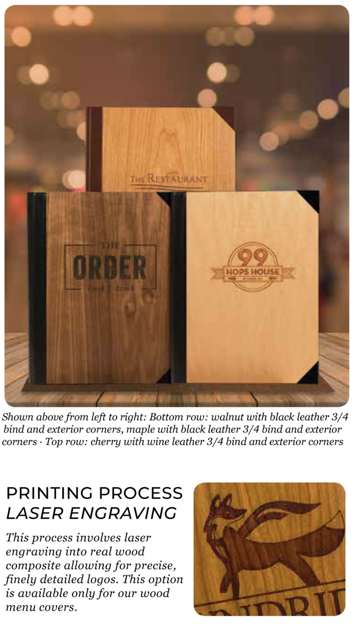 Laser Engraving for your valued Menu Covers.