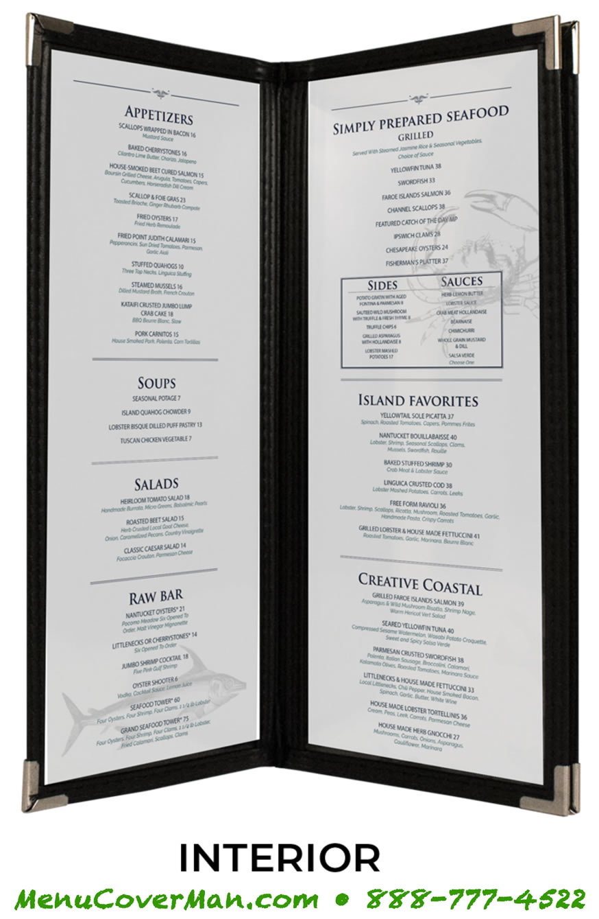 Taller than wide Sewn Pajco Menu Cover from MenuCoverMan.com