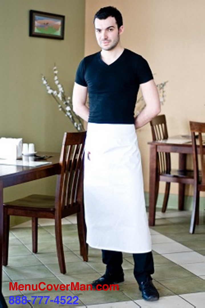 Bistro aprons cost less at MenuCoverMan.com