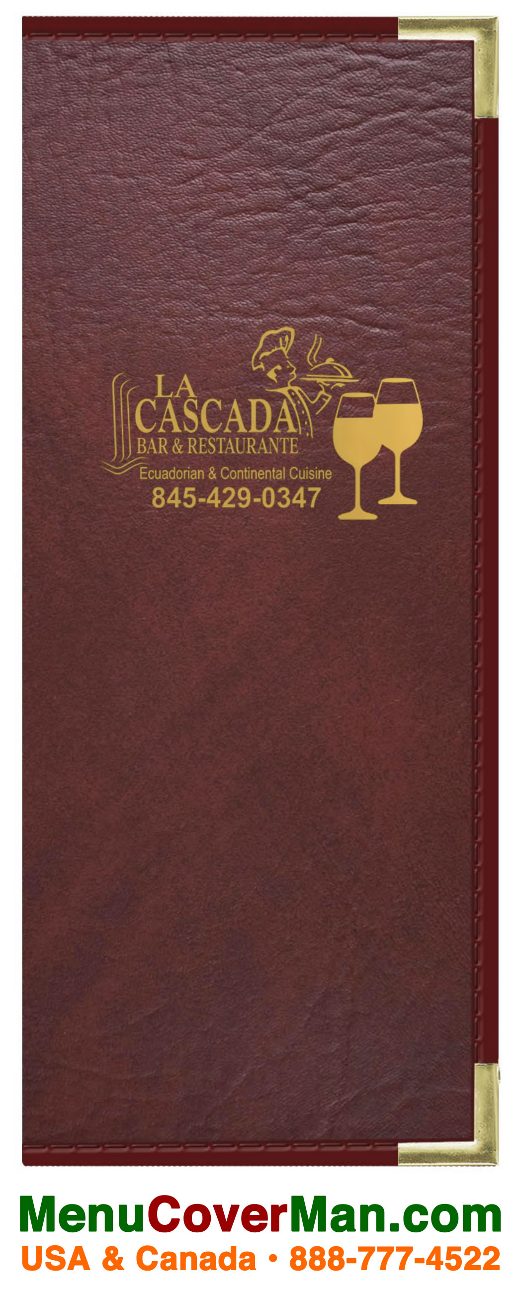 Beautiful stitched edge and gold corner classic menu jackets.