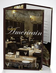 Triple pocket fold-out menu covers.