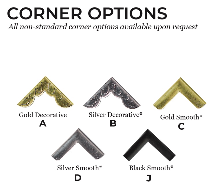 Corner options for your menu covers.
