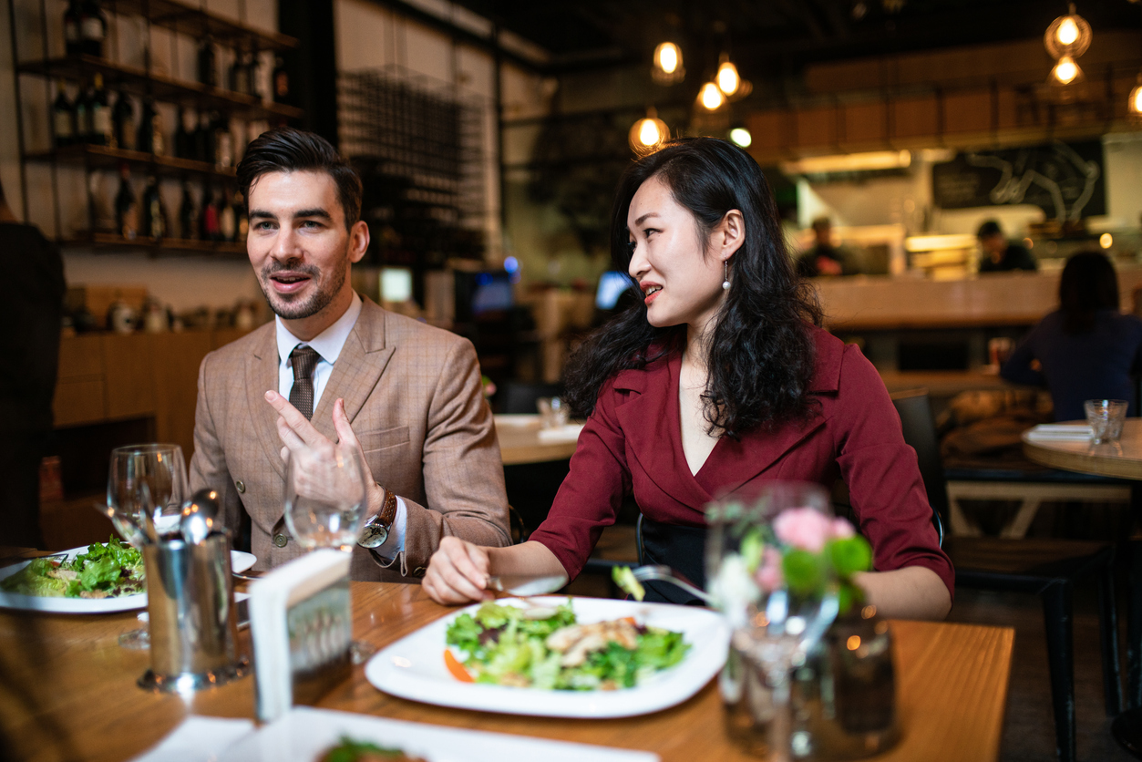 Good friends sharing a wonderful dinner.