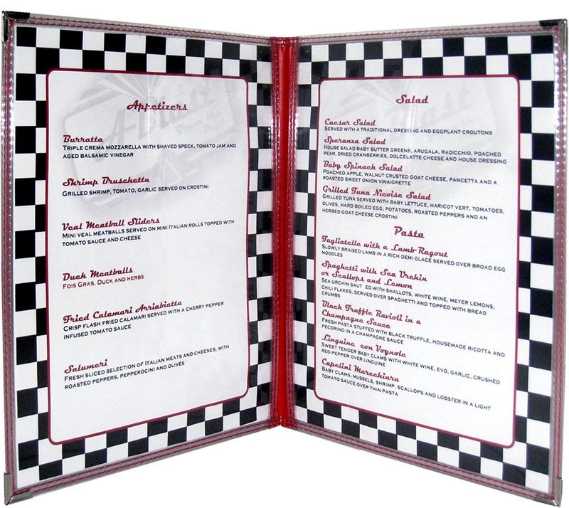 Clear Stitched Edge Menu Covers