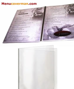 All clear spiral bound menu covers.