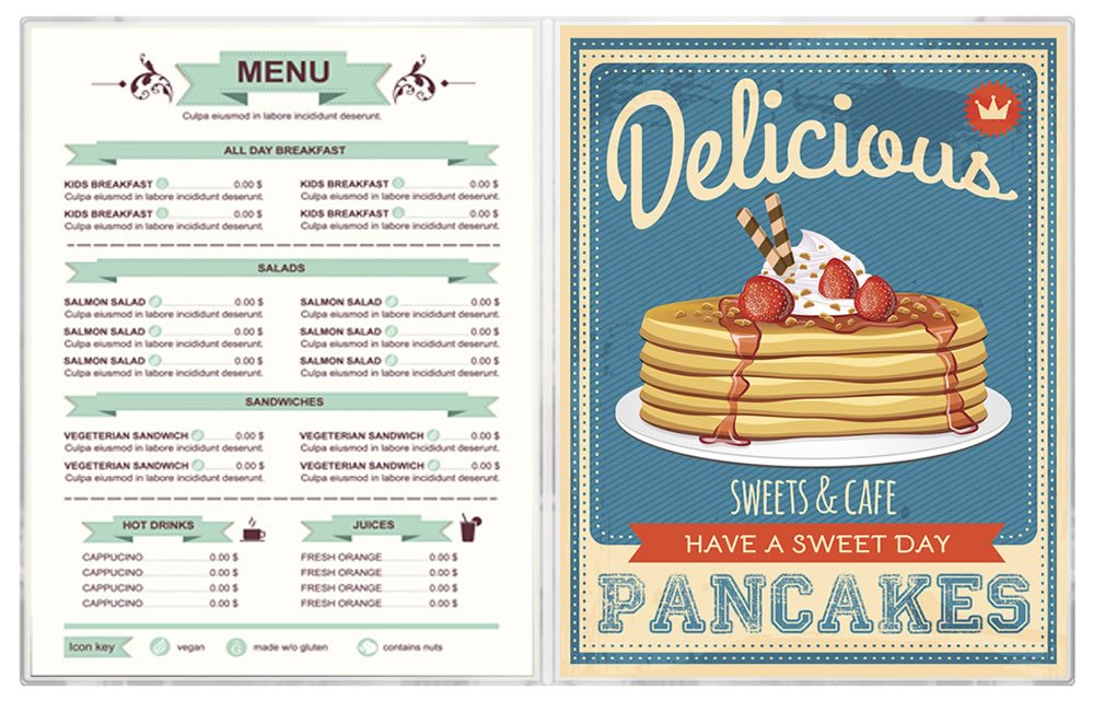 All clear vinyl menu covers are economical and perfect for your restaurant.