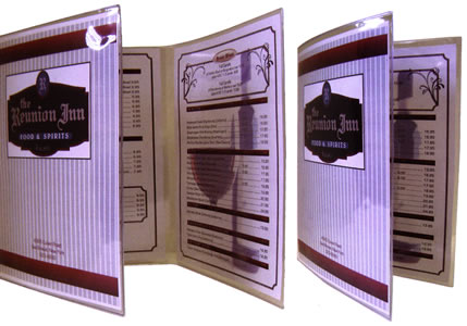 All clear vinyl menu covers from Menucoverman.com