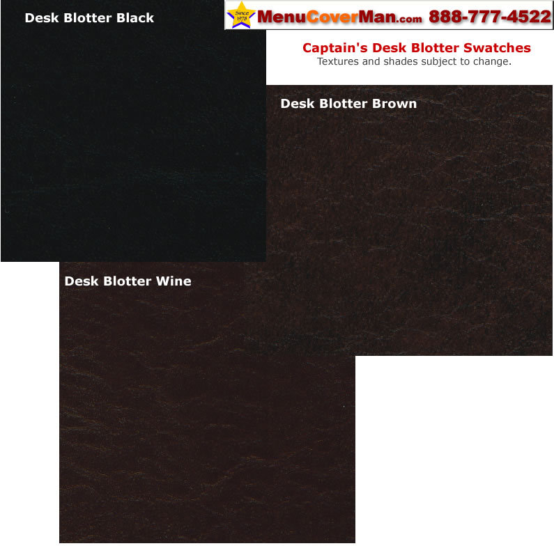 Captain's desk blotter color swatches.