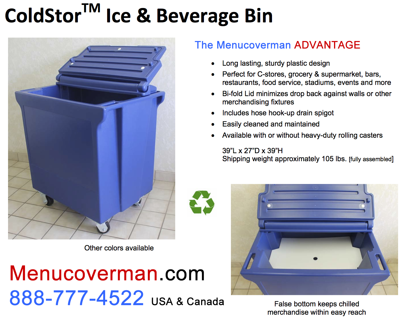 Cold Storage Heavy Duty Commercial Plastic Rolling Bin