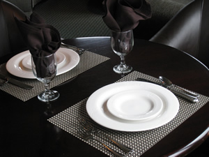Woven casual dining placemats are easy to clean.