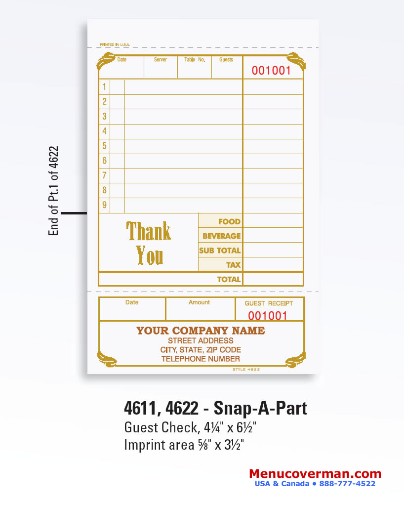 Ennis 4611, 4622 guest checks