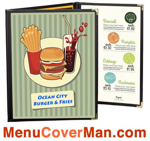 Excellent quality cafe menu covers instock and ready to ship out today. MenuCoverMan.com