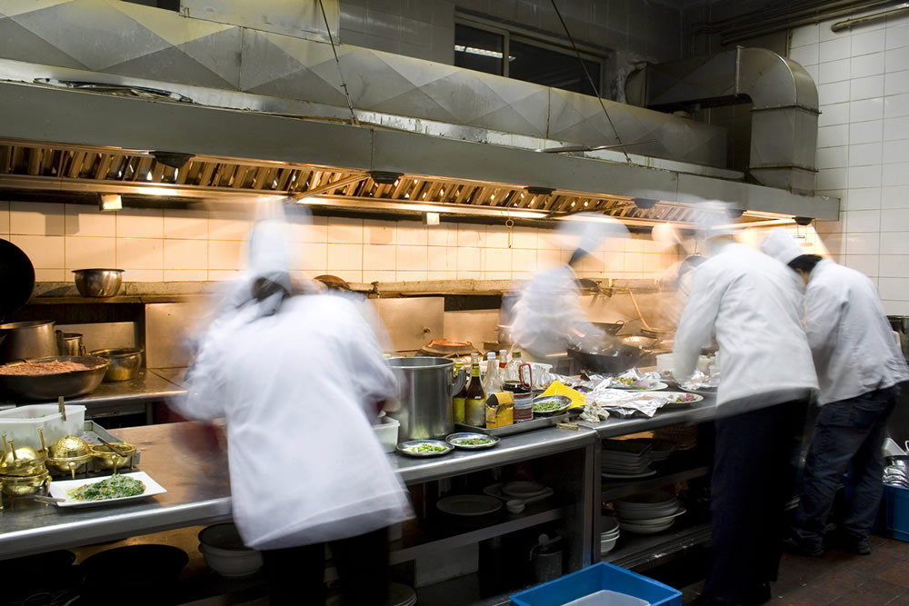 Busy kitchen in a busy restaurant.