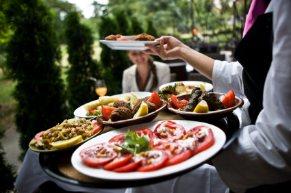 Vegetables being served - menu covers.