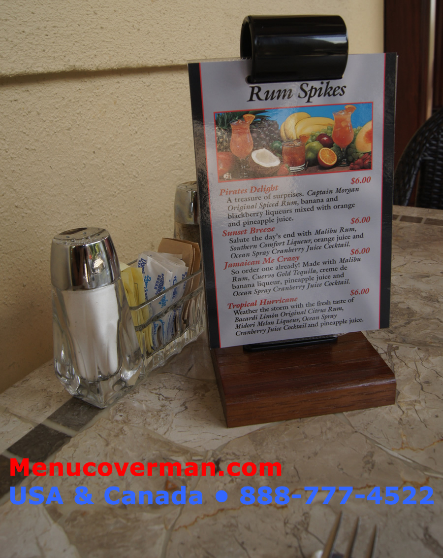 The menu roll stand is an excellent way to showcase specials, drinks, and appetizers at all of your restarurant's tables.