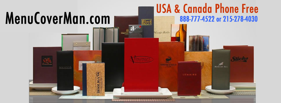 Menucoverman menu covers range of USA made menu covers products.