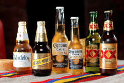 Mexican beers on parade.