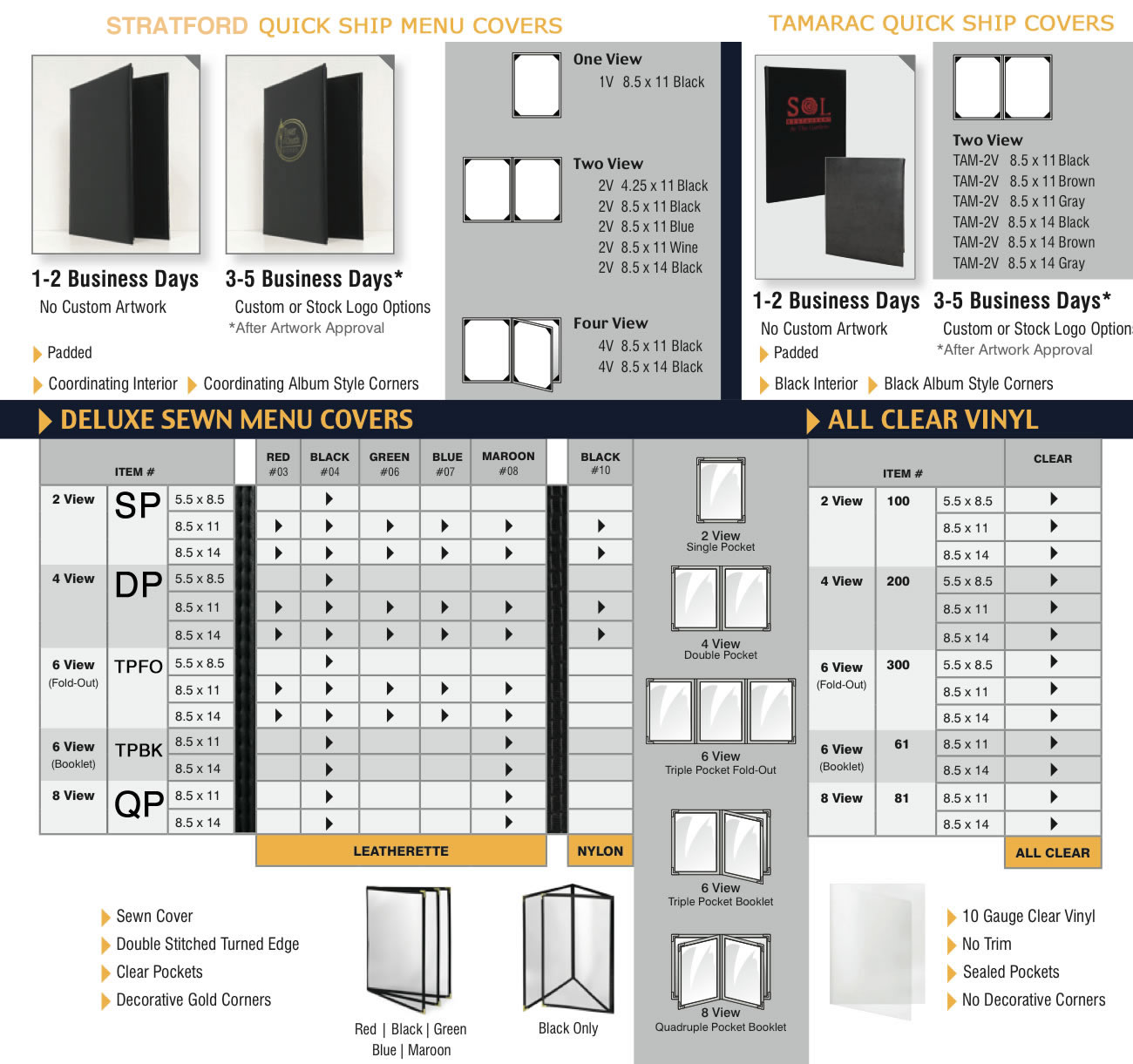 Quick ship menu covers from Menucoverman.com