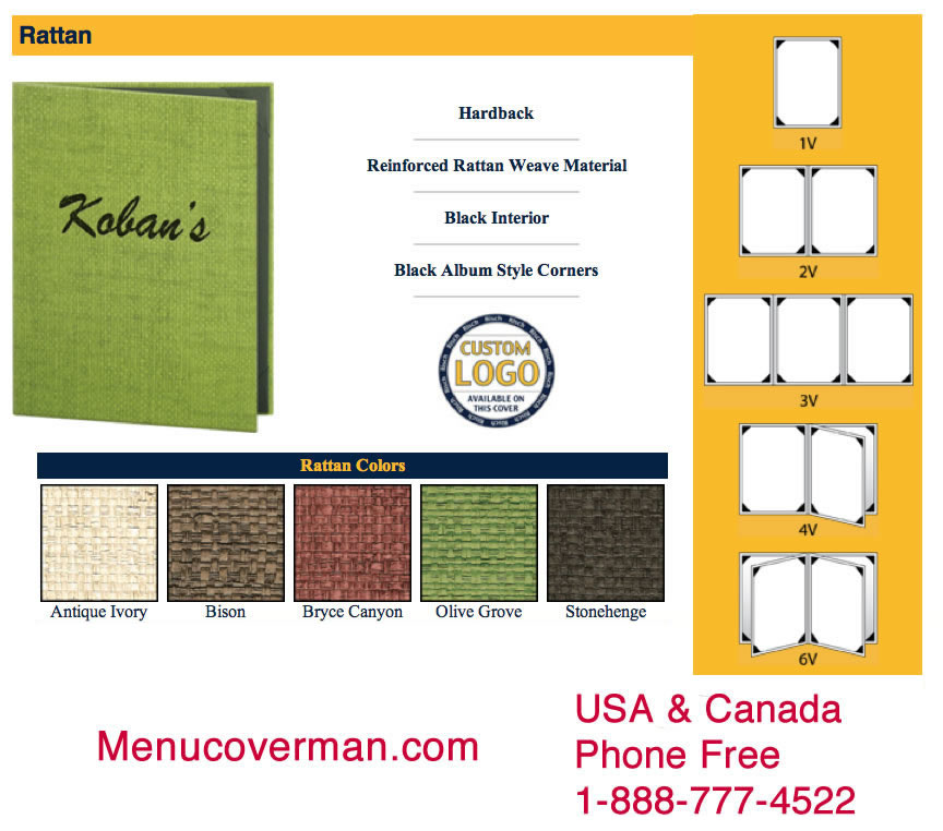 rattan menu cover