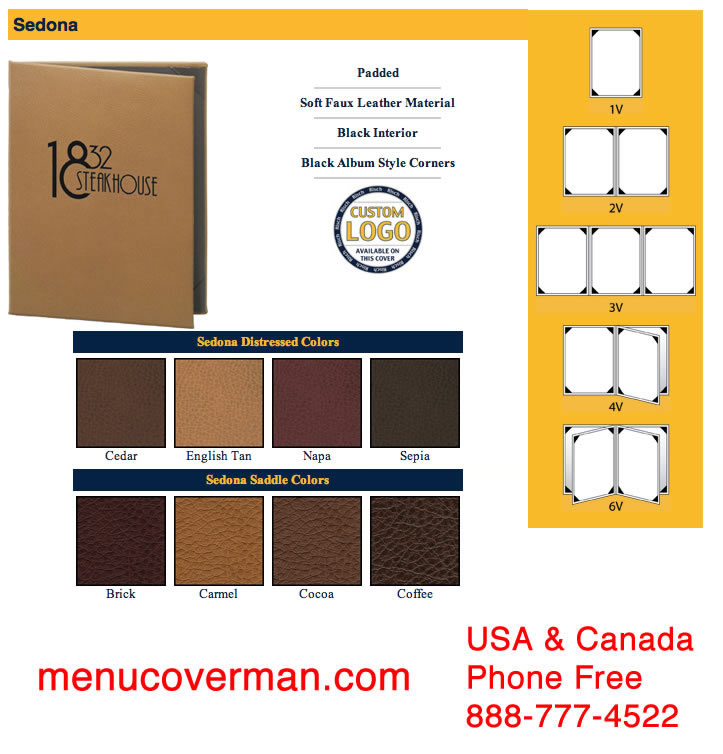 Sedona Menu Covers for restaurants.