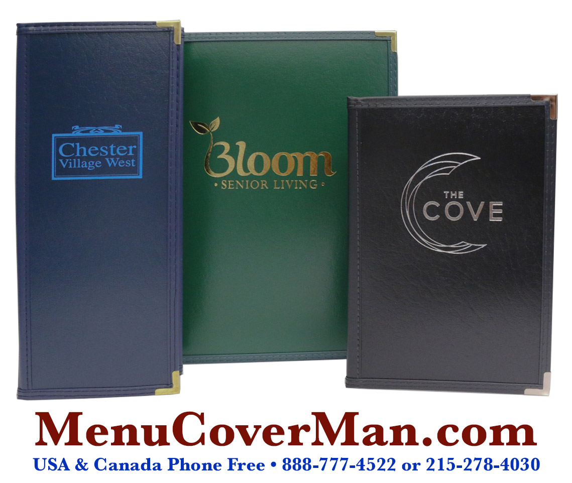 USA made sewn-edge Pajco imprintable menu covers from MenuCoverMan.com