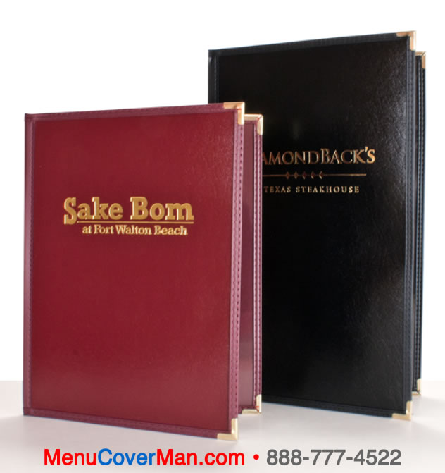 Inexpensive imprinted menu covers.