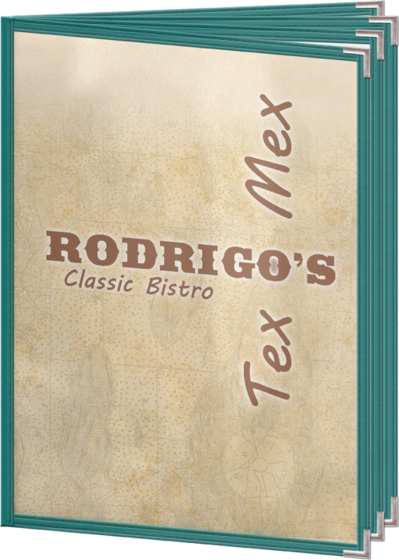 fiesta mexican tinted edge sewn double stitched cafe menu covers