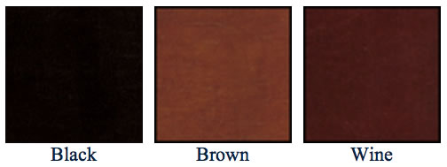 color chart for leather menu covers