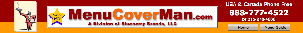 MenuCoverMan.com offers you excellent and friendly customer service, and over 50 different styles of menu covers for fast delivery.