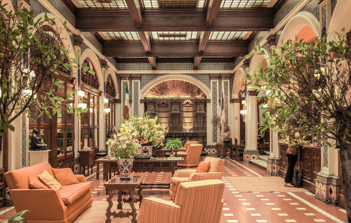 BEAUTIFUL Spanish Hotel Lobby. A great place for Hotel In Room Directories.