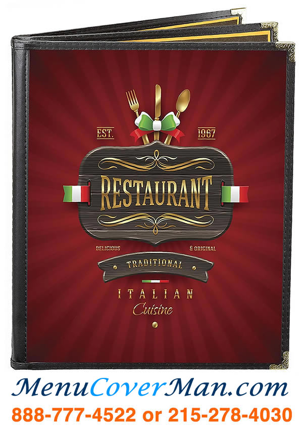 Triple pocket booklet style menu covers.