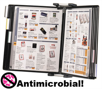 Anti-bacterial desktop and wall organizers prevent the spread of bacterial and microbial infections.